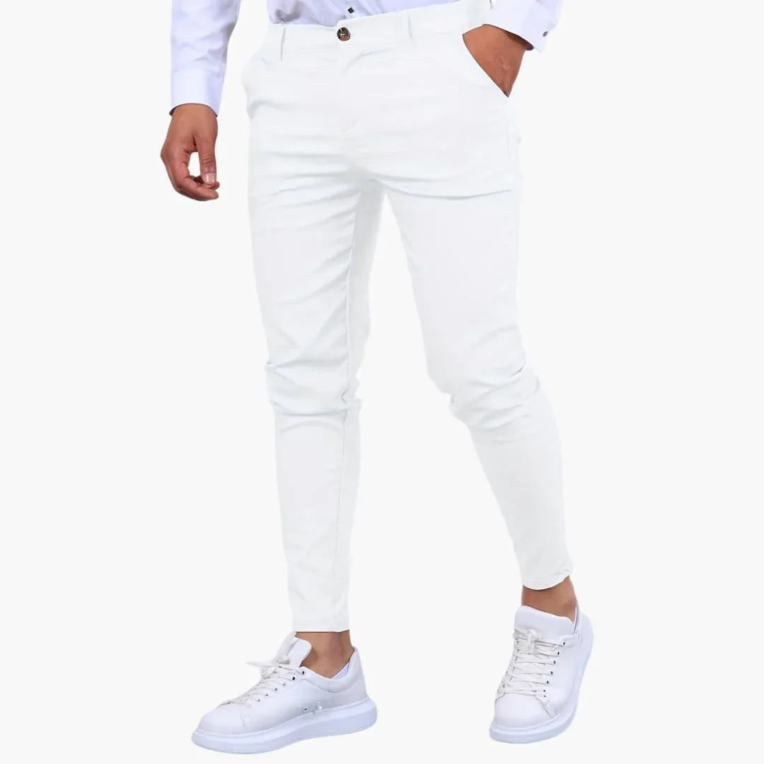 Men's Slim Fit Pants with Zipper and Functional Pockets