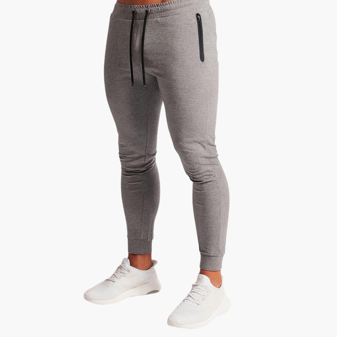 Men's Slim Jogging Pants with Zipper and Mid-Rise Waist