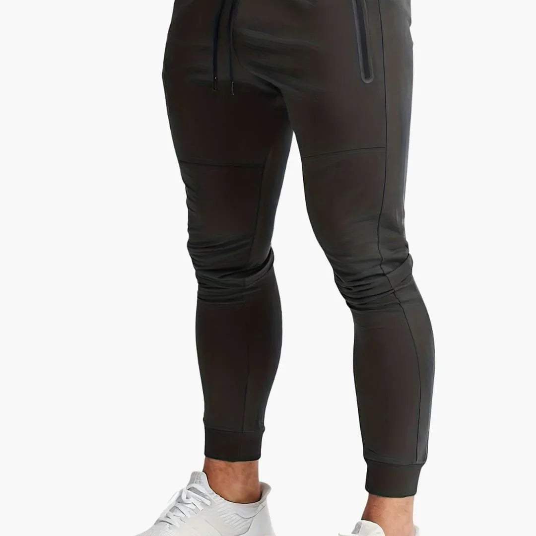 Men's Slim Jogging Pants with Zipper and Mid-Rise Waist
