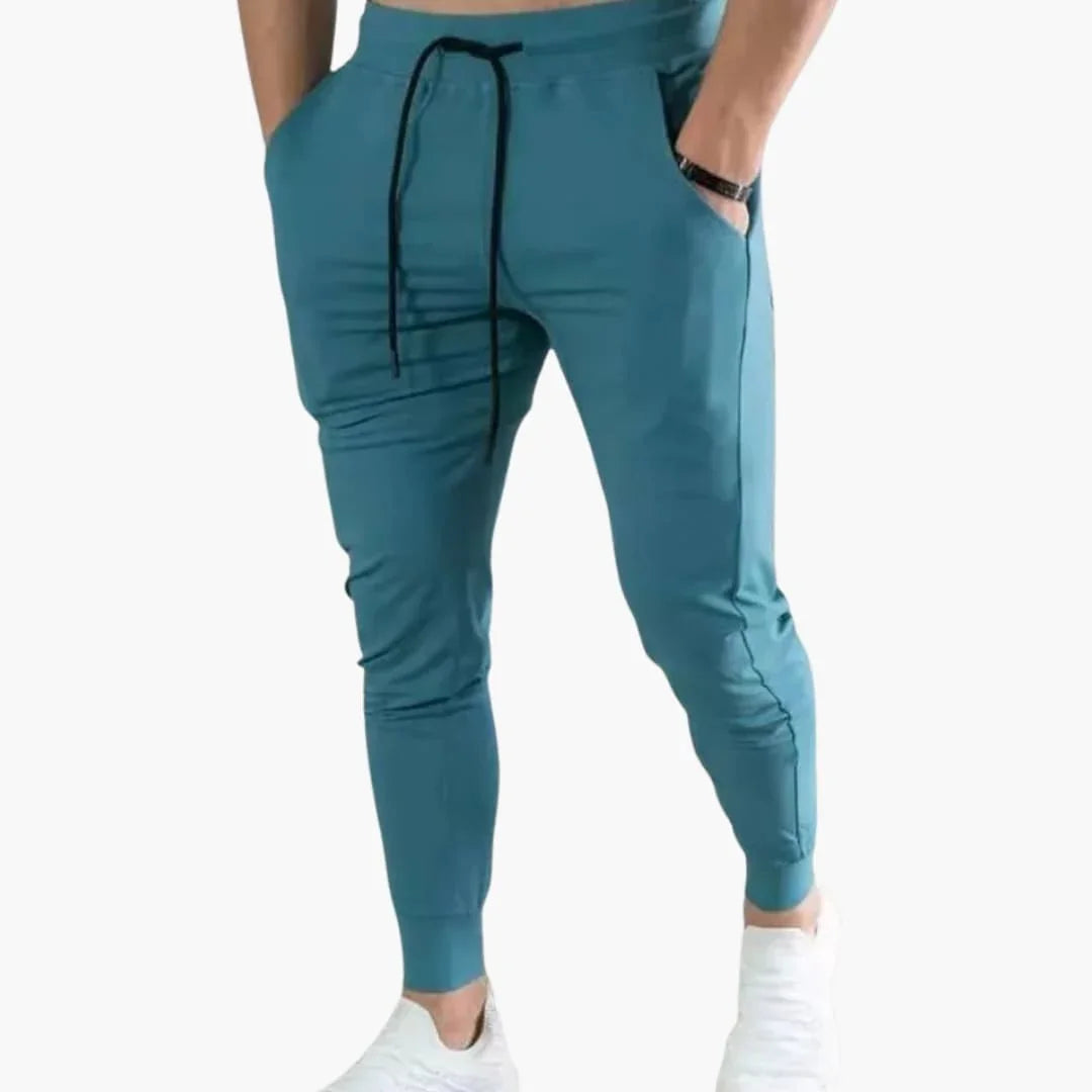 Men's Slim Jogging Pants with Elastic Waistband and Drawstring