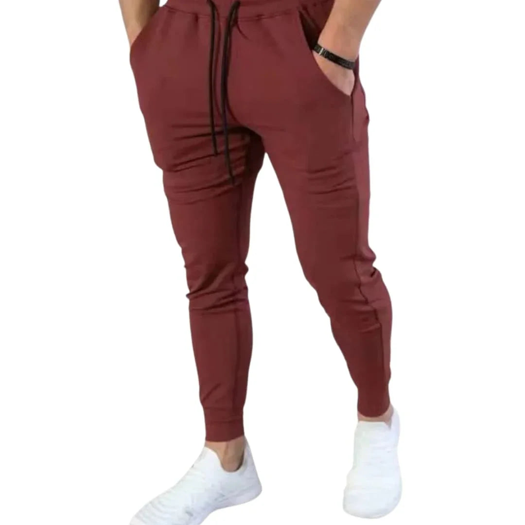 Men's Slim Jogging Pants with Elastic Waistband and Drawstring