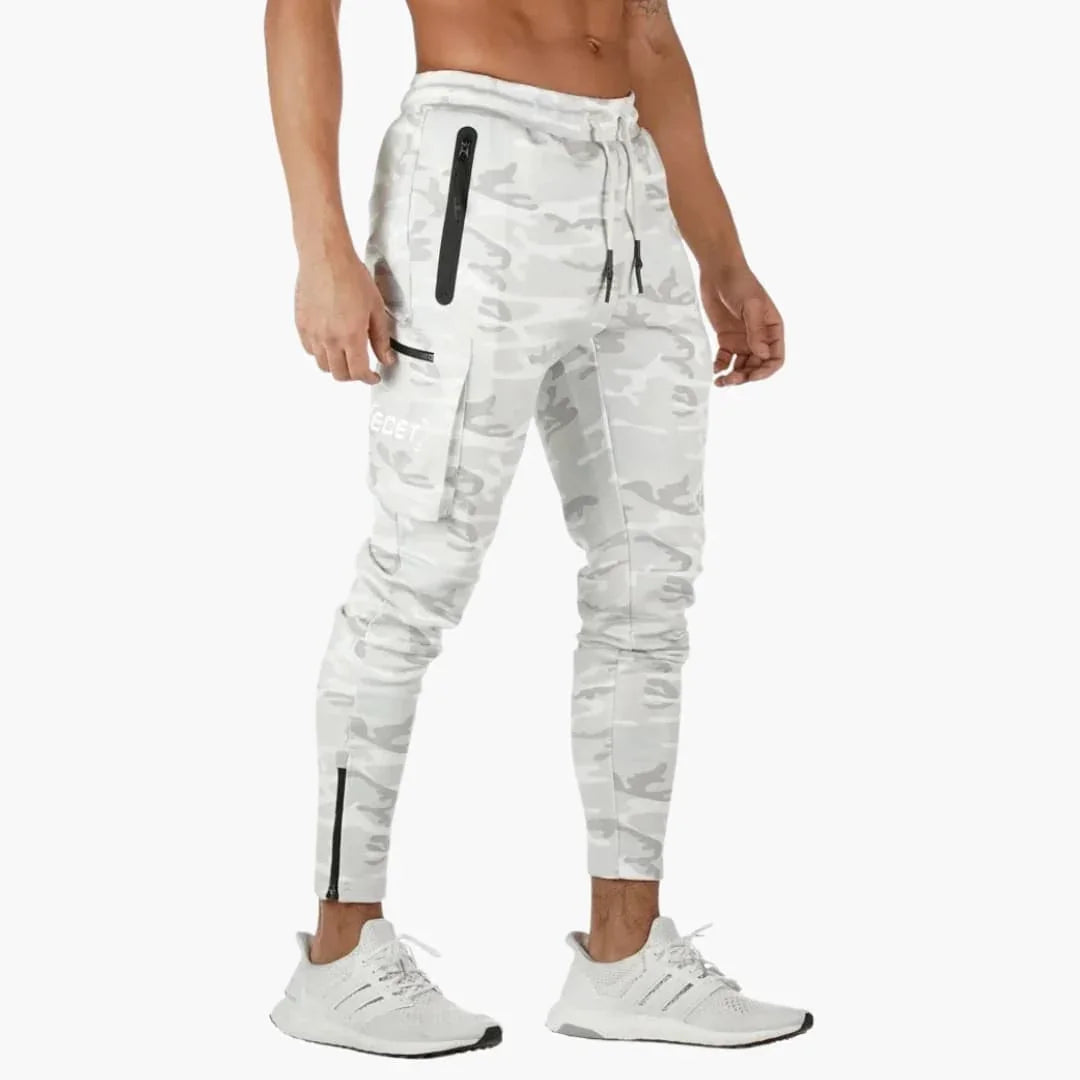 Men's Sports Jogging Pants with Tapered Legs and Side Pockets
