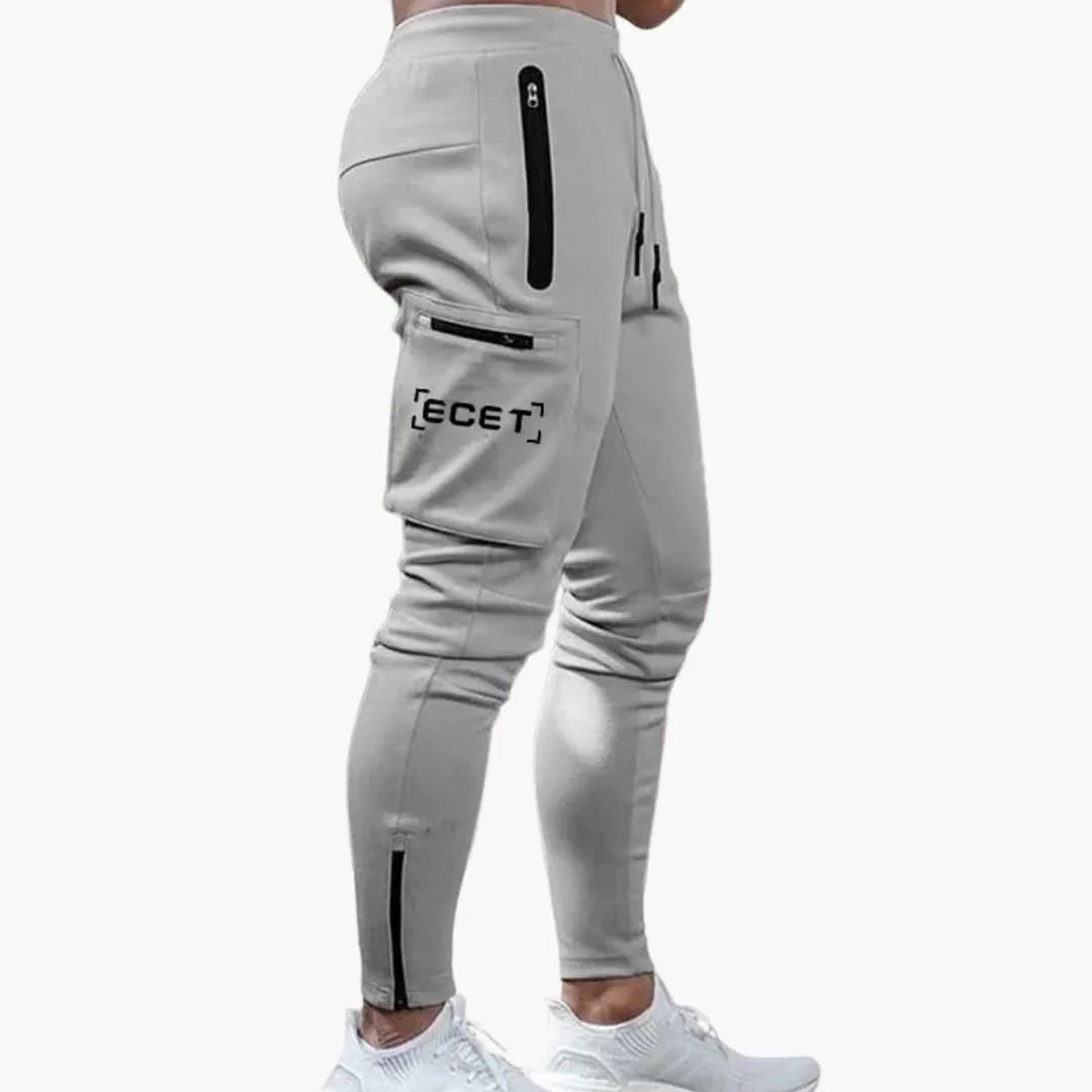 Men's Sports Jogging Pants with Tapered Legs and Side Pockets