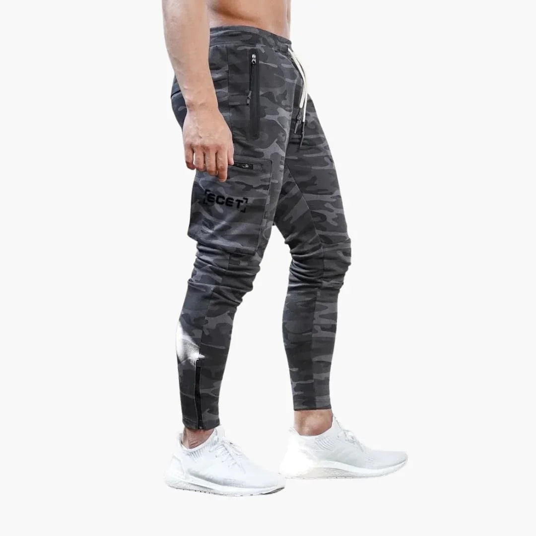 Men's Sports Jogging Pants with Tapered Legs and Side Pockets