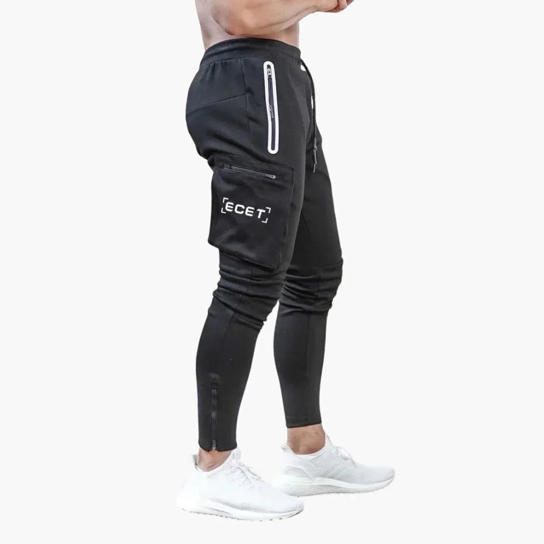 Men's Sports Jogging Pants with Tapered Legs and Side Pockets