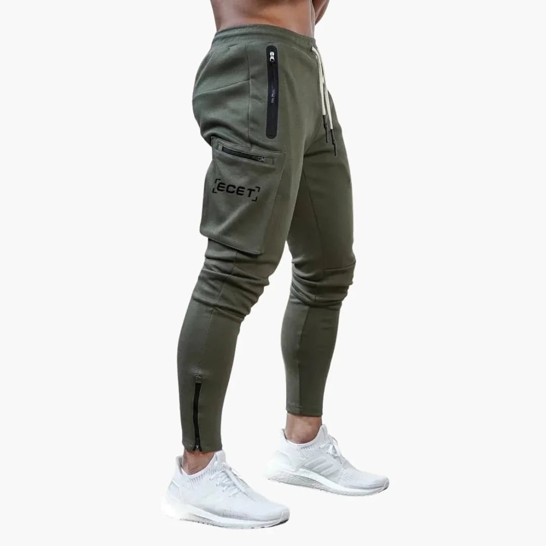 Men's Sports Jogging Pants with Tapered Legs and Side Pockets
