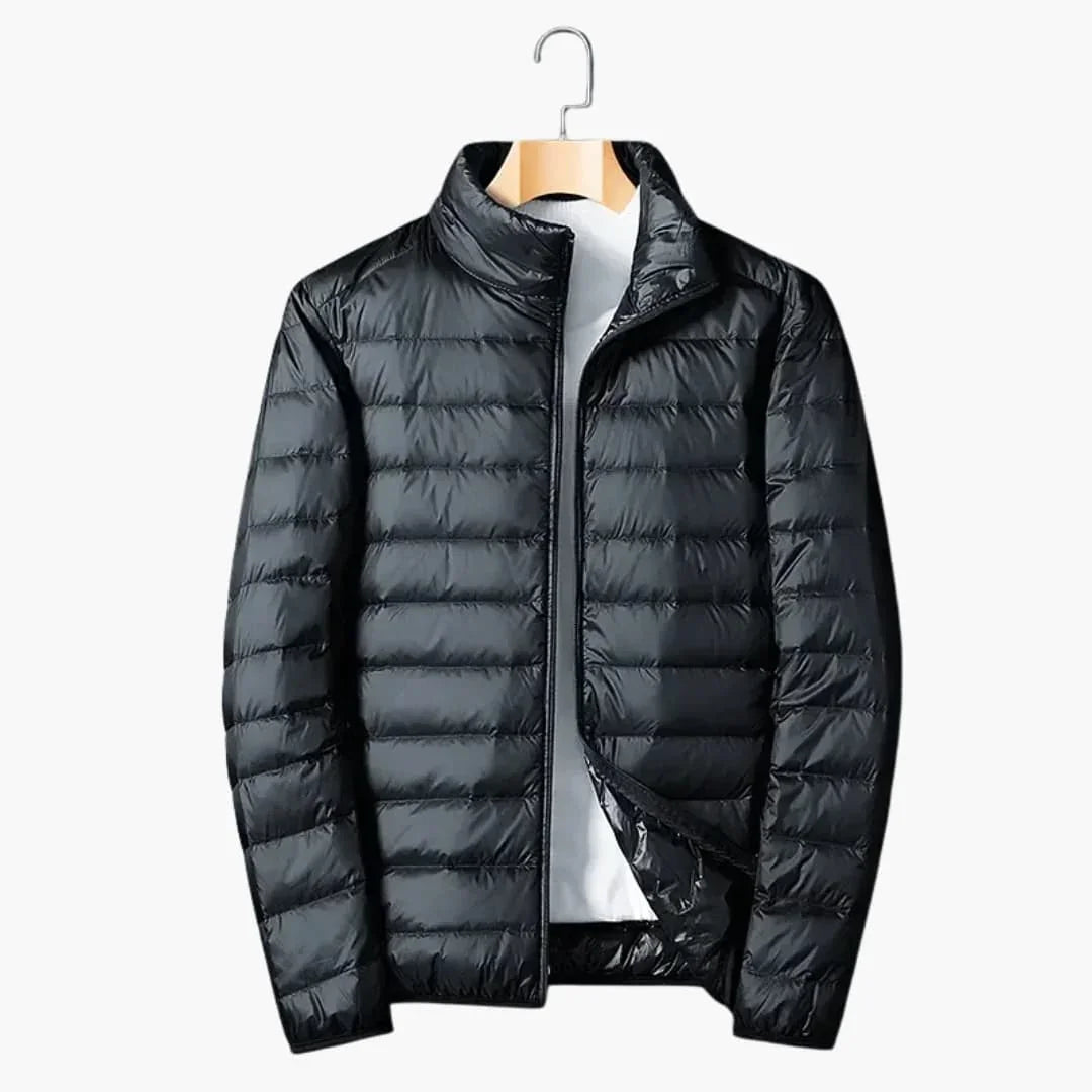 Men's Quilted Jacket with Stand-Up Collar