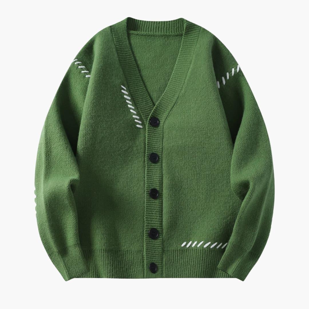 Bavane | Men's Cardigan with Button Placket and V-Neck