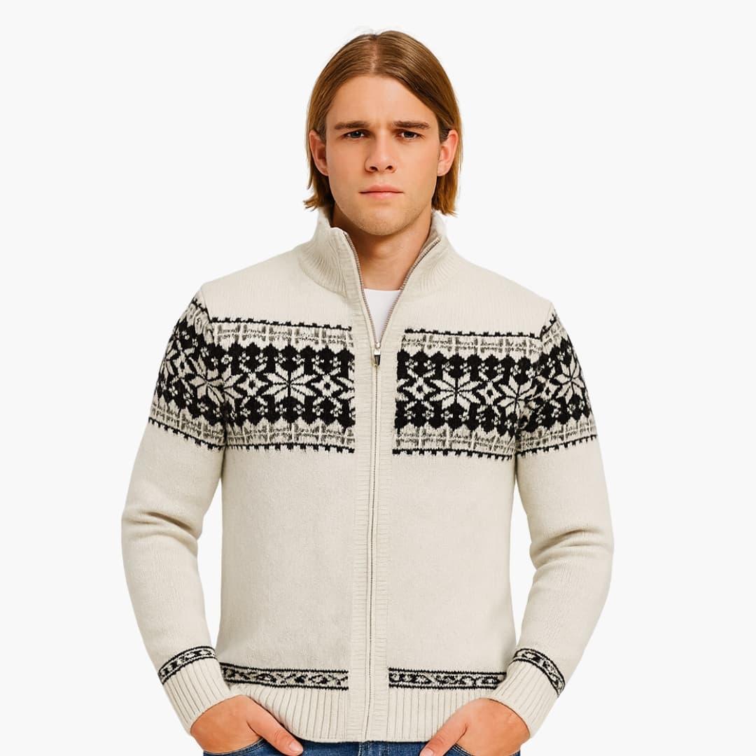 Men's Zip-Up Cardigan with Stand-Up Collar
