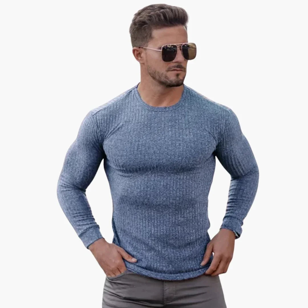 Men's Knit Sweater with Ribbed Knit
