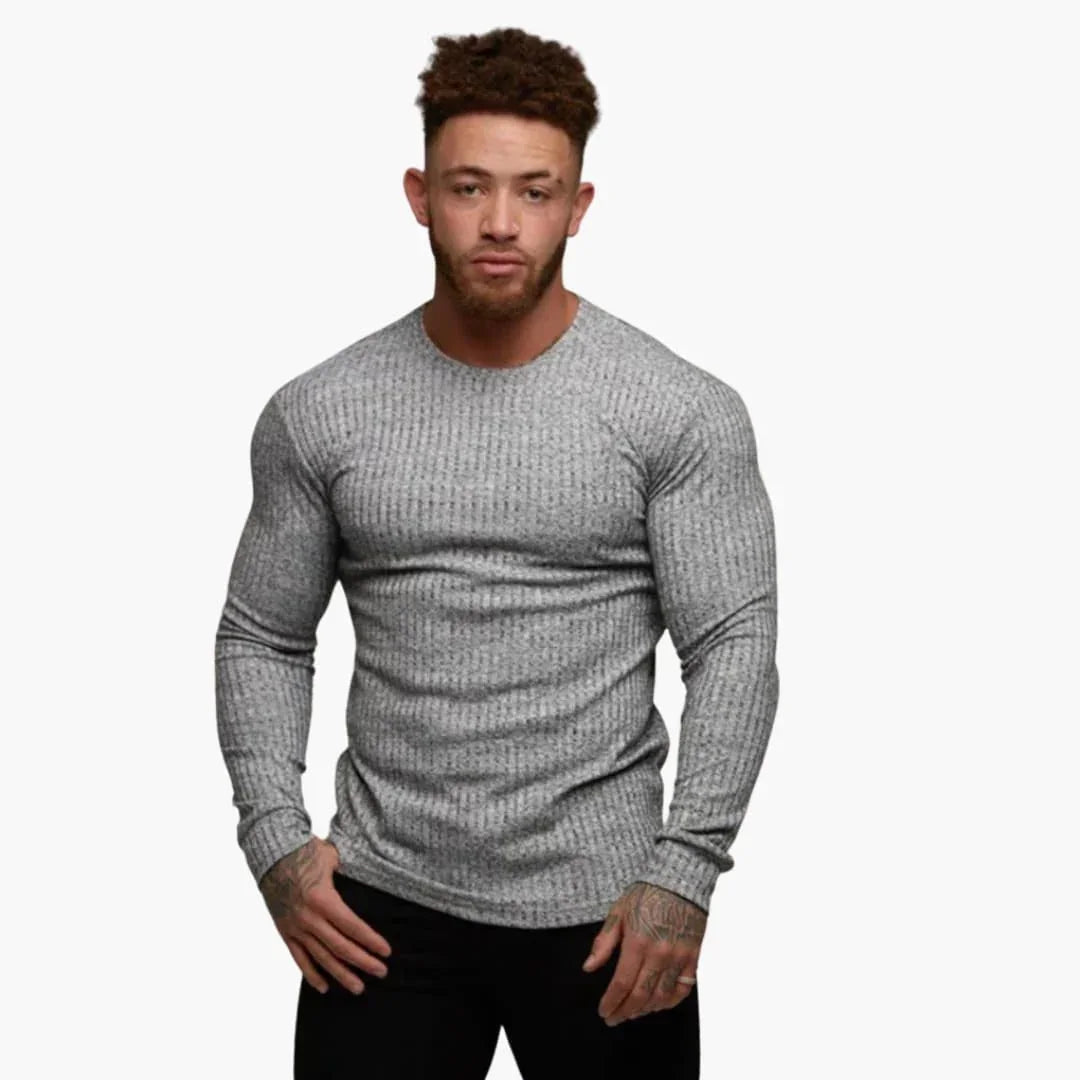 Men's Knit Sweater with Ribbed Knit