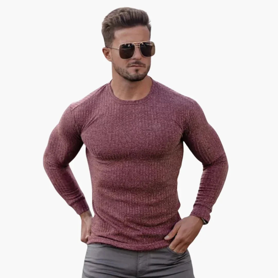 Men's Knit Sweater with Ribbed Knit