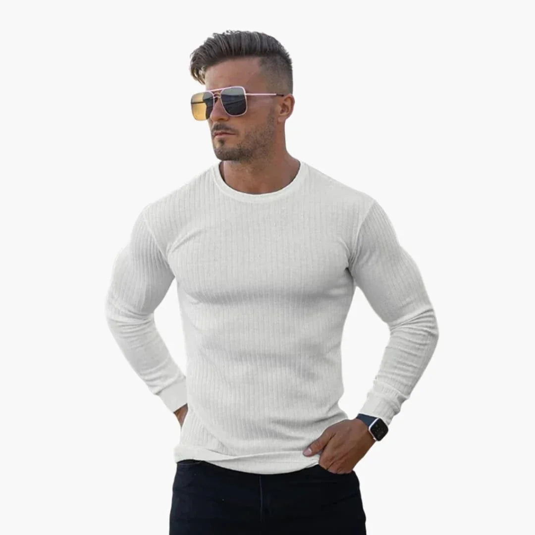 Men's Knit Sweater with Ribbed Knit