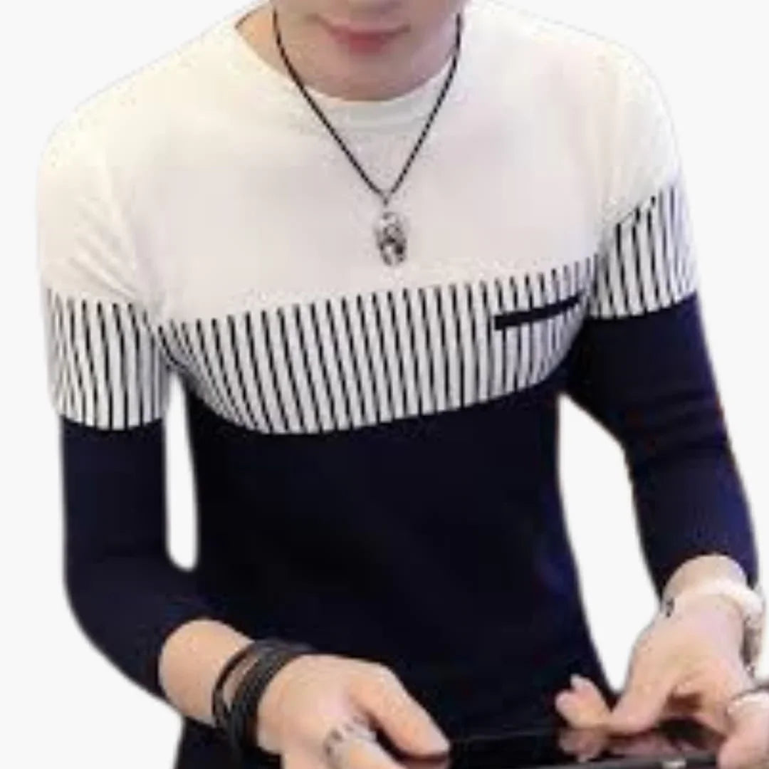 Men's Knit Sweater with Stripes