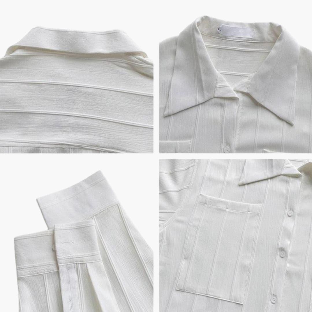 Men's T-Shirt with Round Neck and Ribbed Texture
