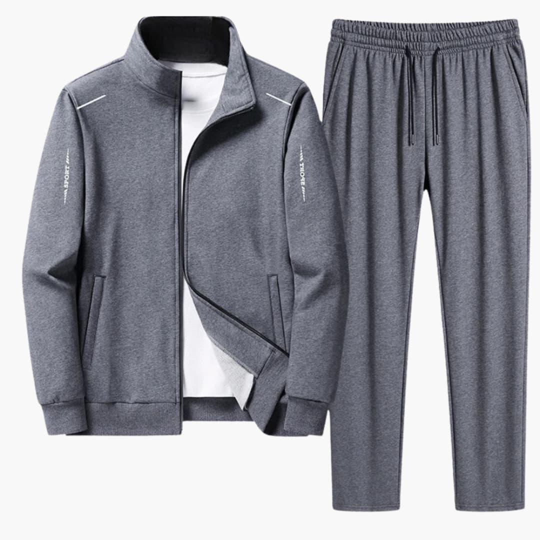 Men's Tracksuit with Zip Jacket and Pants with Elastic Waistband