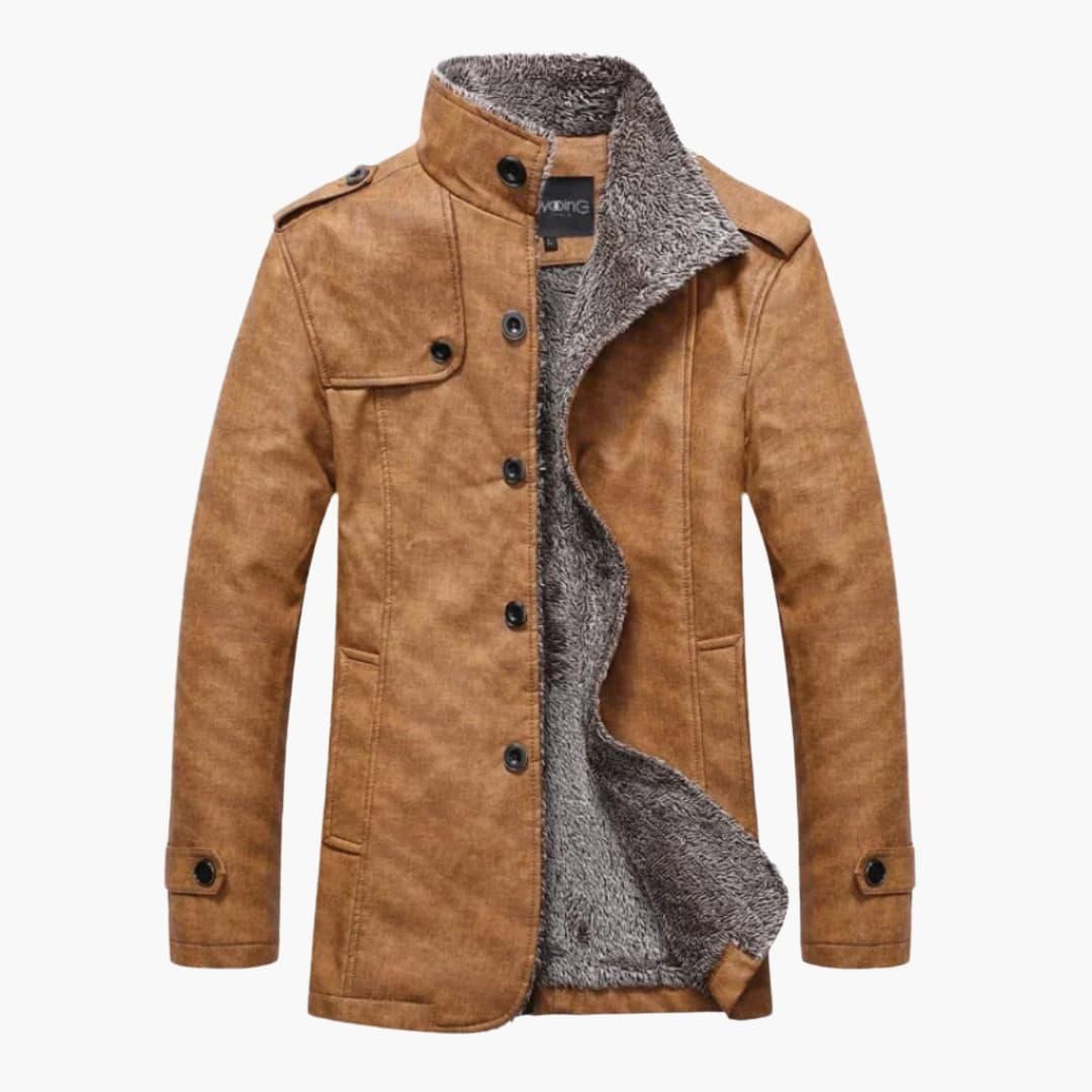 Men's Winter Jacket with Buttons and Side Pockets