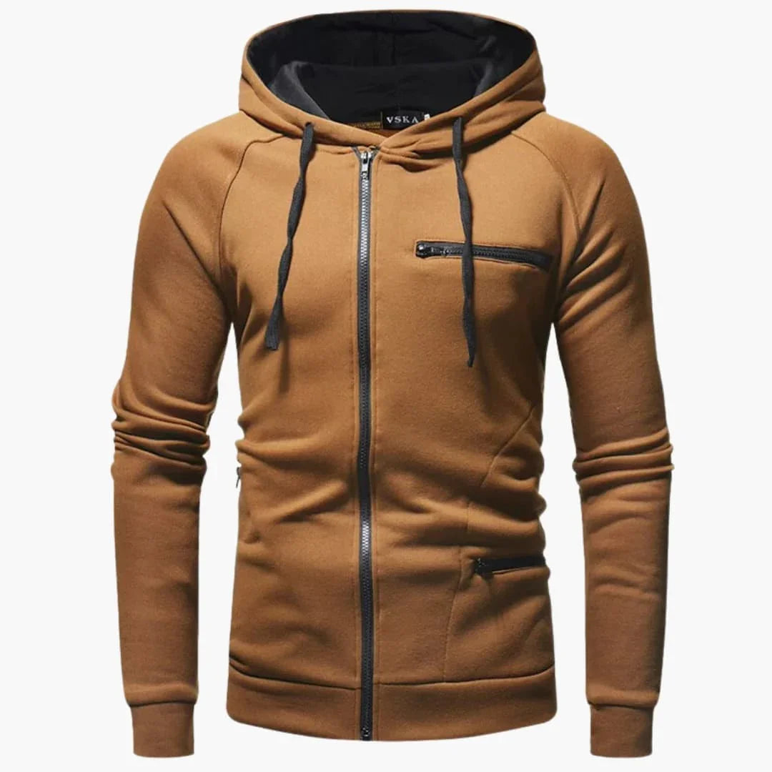 Men's Zip Hoodie with Hood and Pockets