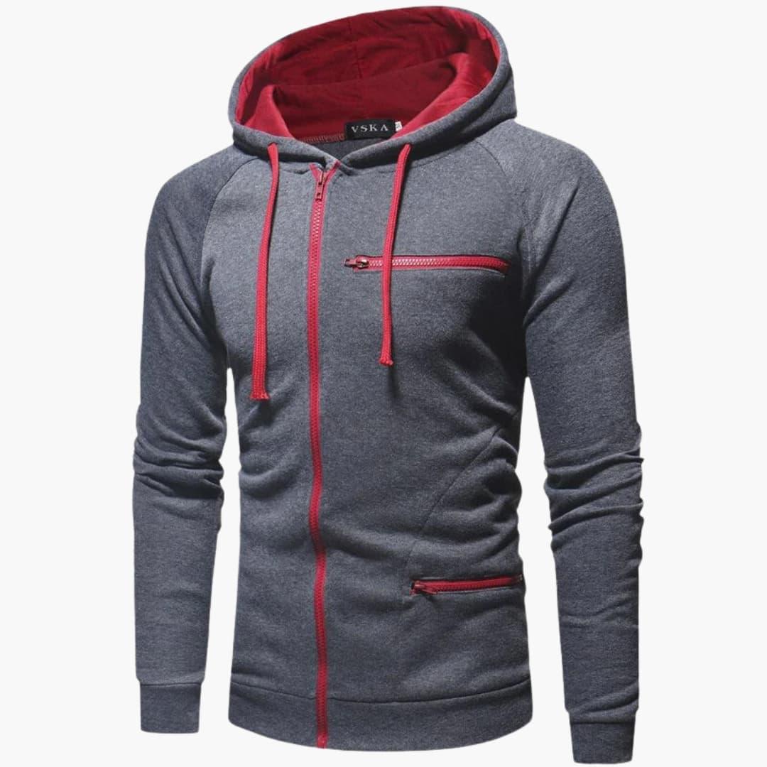 Men's Zip Hoodie with Hood and Pockets