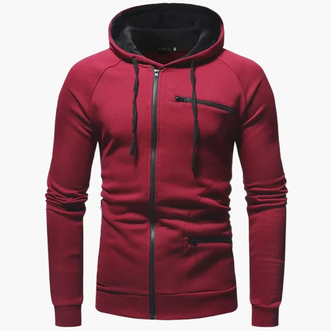 Men's Zip Hoodie with Hood and Pockets