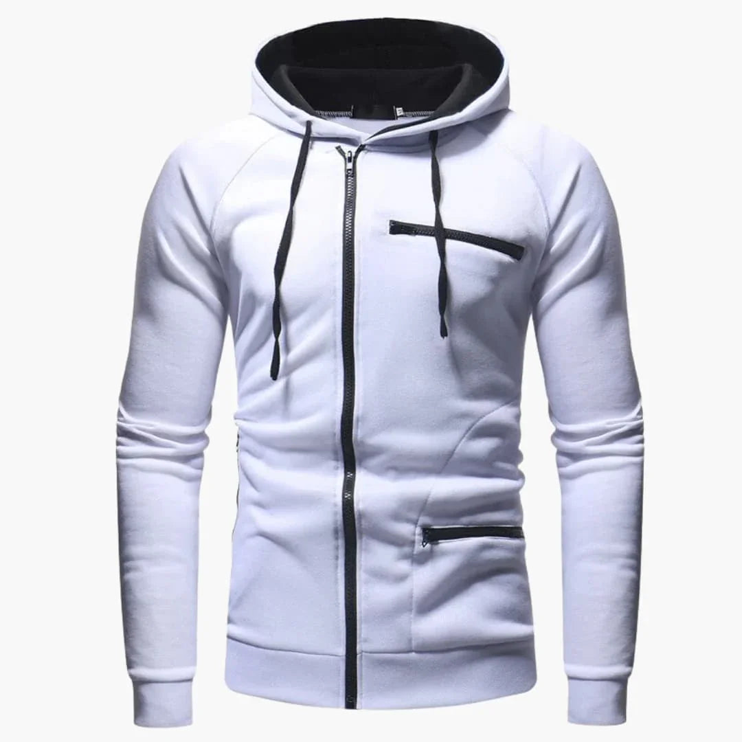 Men's Zip Hoodie with Hood and Pockets