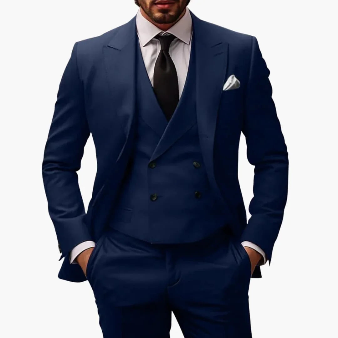 Three-Piece Men's Suit with Jacket and Vest