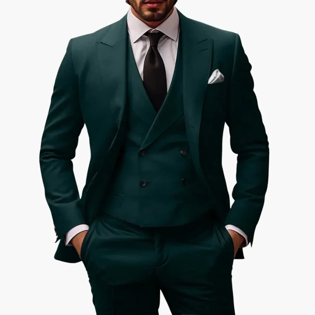 Three-Piece Men's Suit with Jacket and Vest