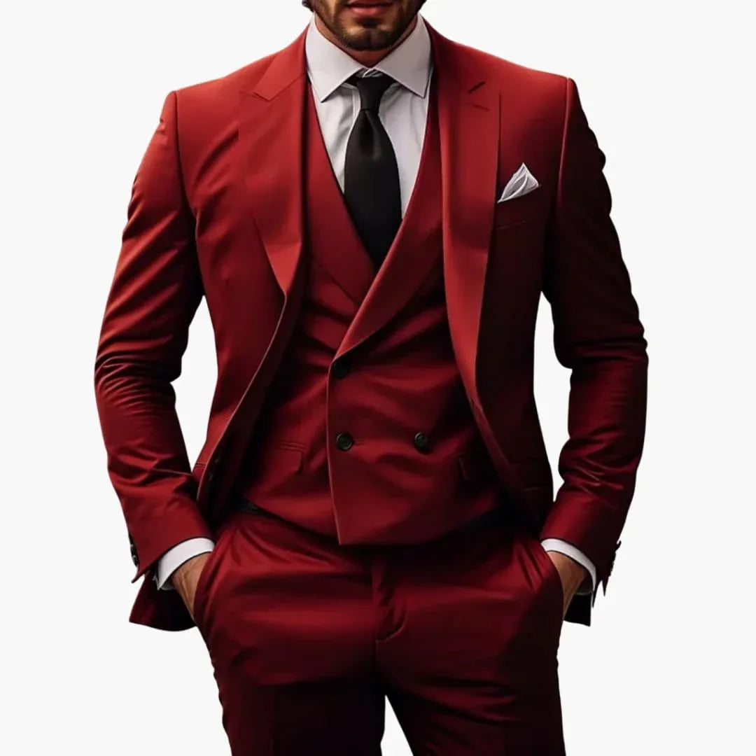Three-Piece Men's Suit with Jacket and Vest