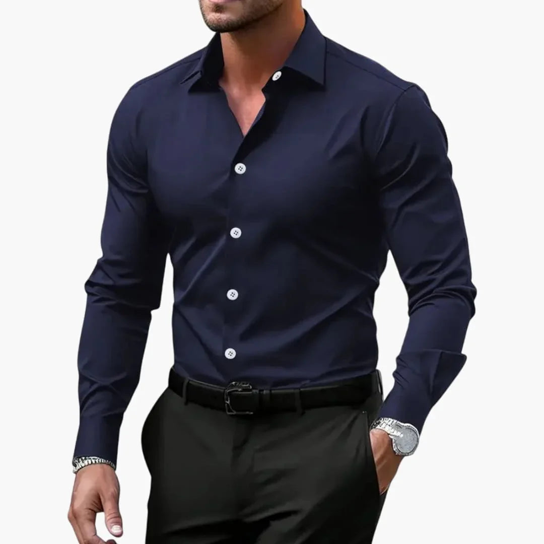 Men's Long Sleeve Shirt with Collar and Button Closure