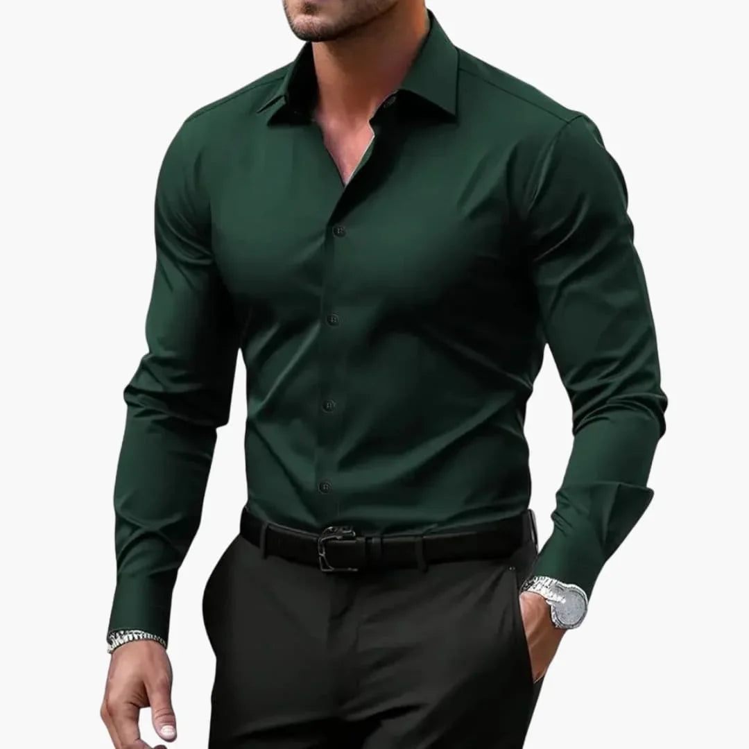 Men's Long Sleeve Shirt with Collar and Button Closure