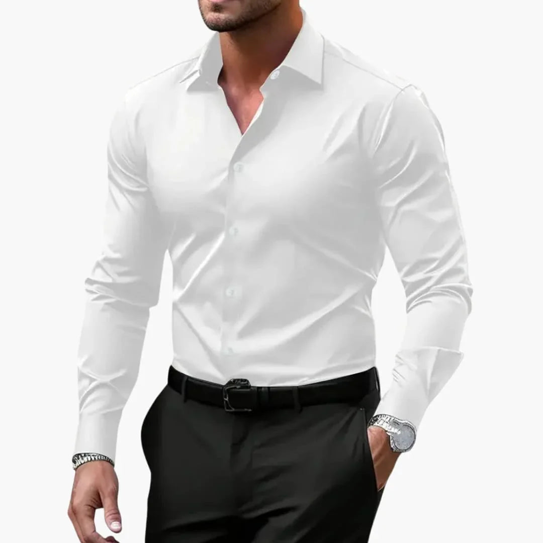Men's Long Sleeve Shirt with Collar and Button Closure