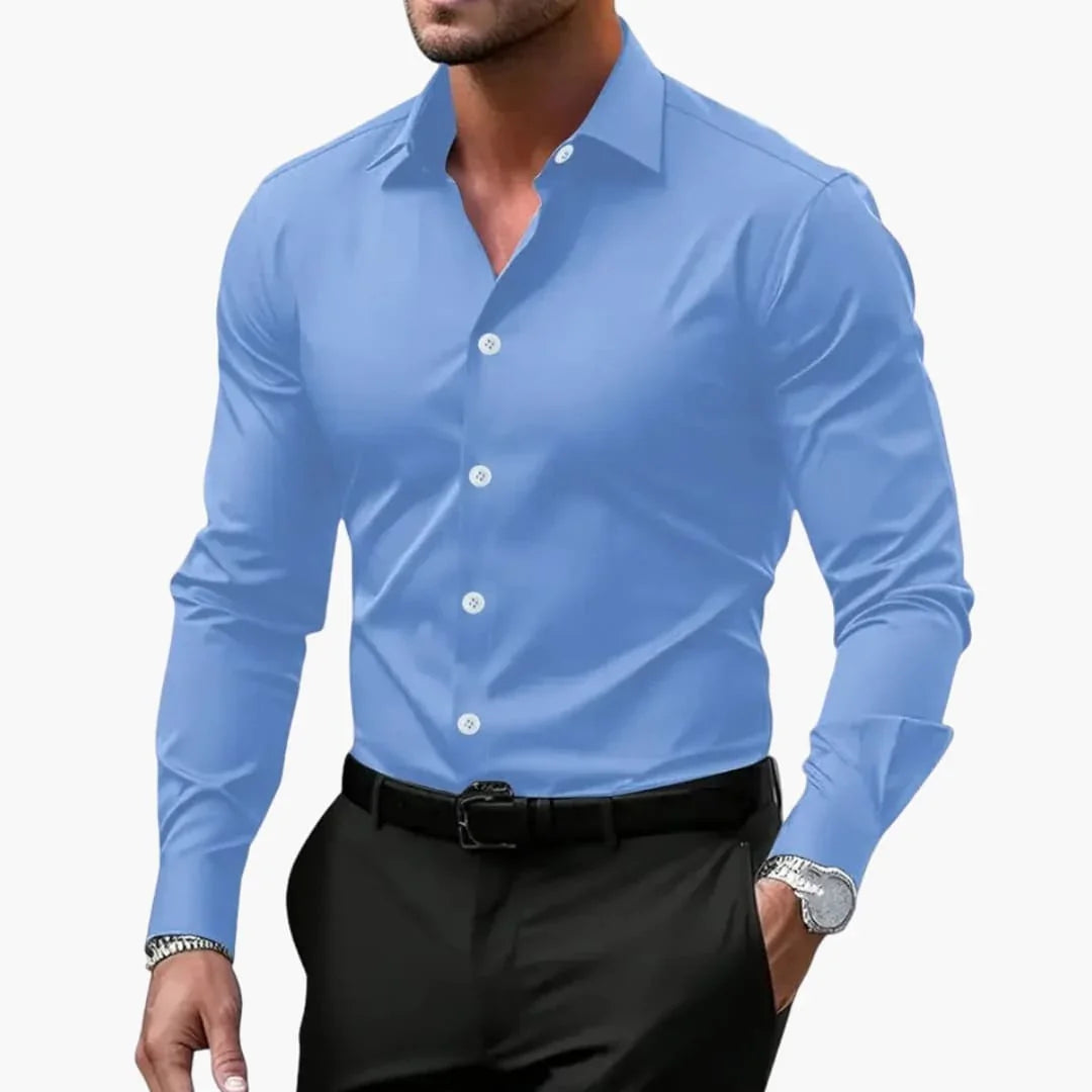 Men's Long Sleeve Shirt with Collar and Button Closure