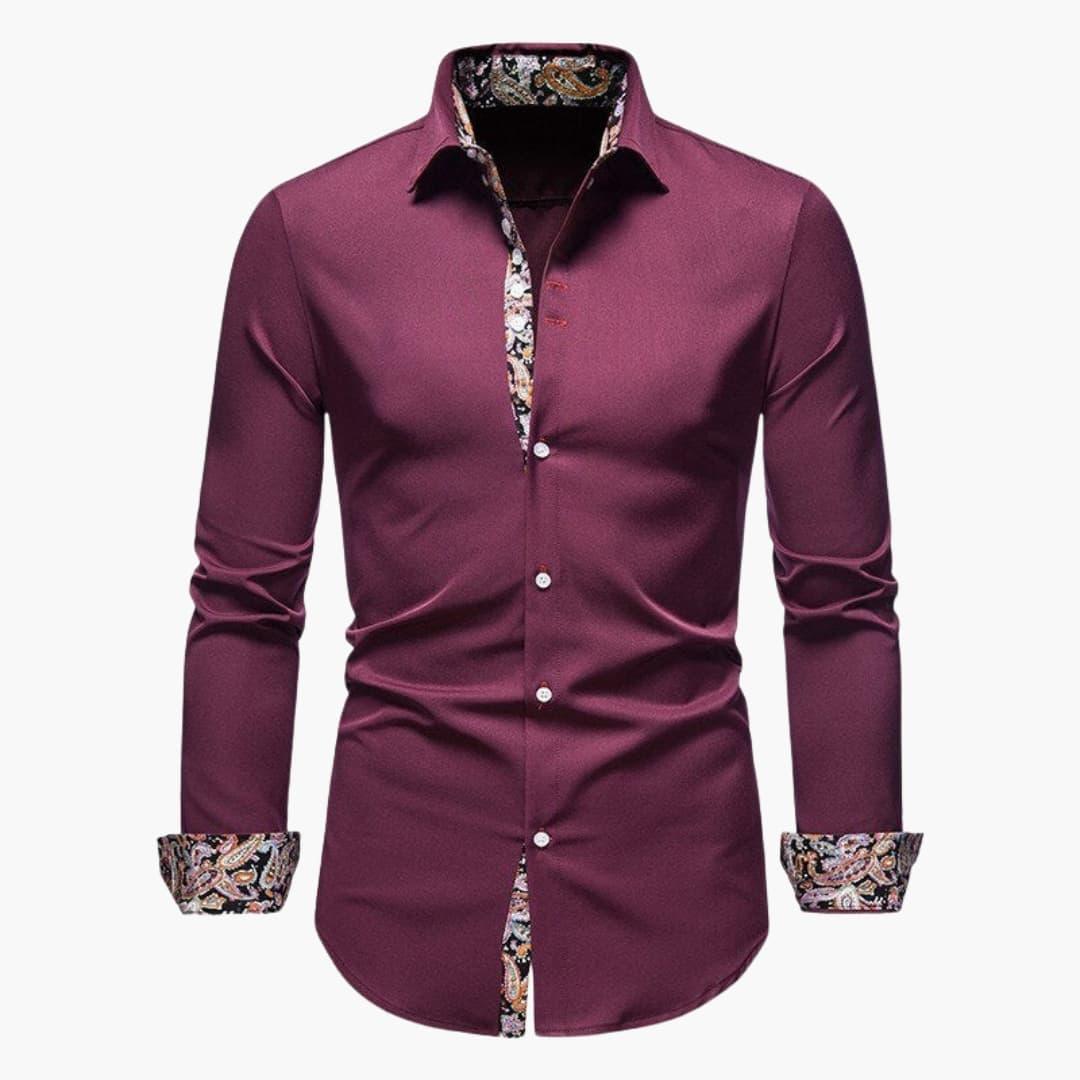 Men's Shirt with Button Closure and Patterned Cuffs