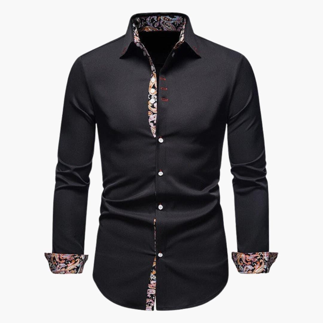 Men's Shirt with Button Closure and Patterned Cuffs