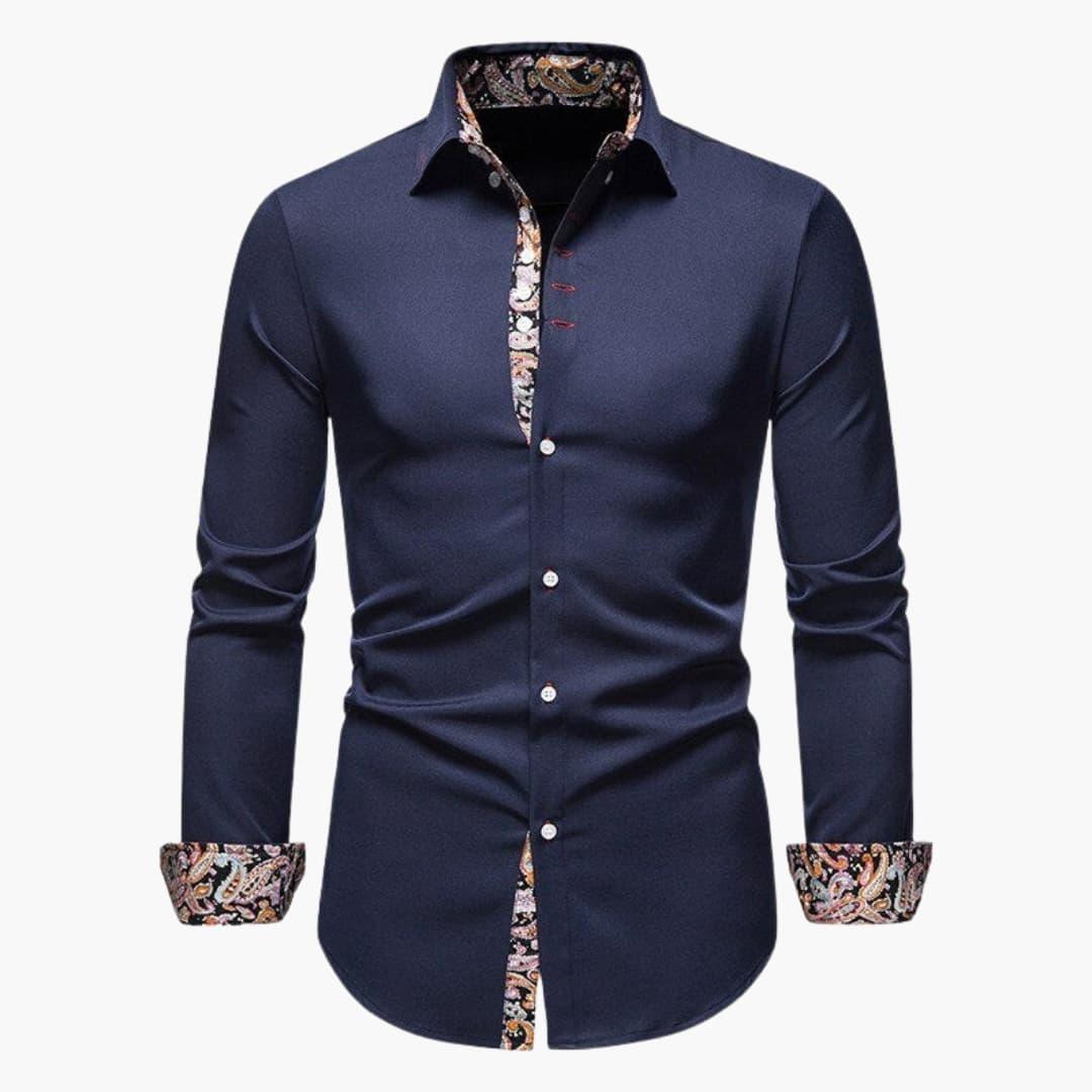 Men's Shirt with Button Closure and Patterned Cuffs