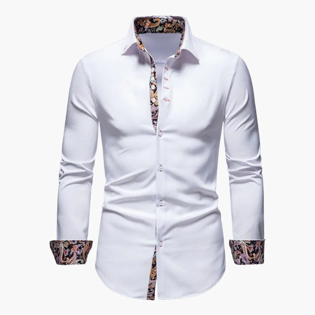 Bavane | Men's Shirt with Button Closure and Patterned Cuffs