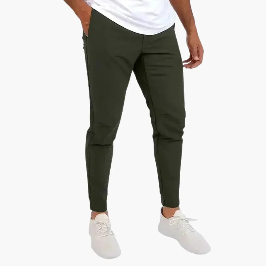 Men's Pants with Stretch Waistband and Tapered Legs