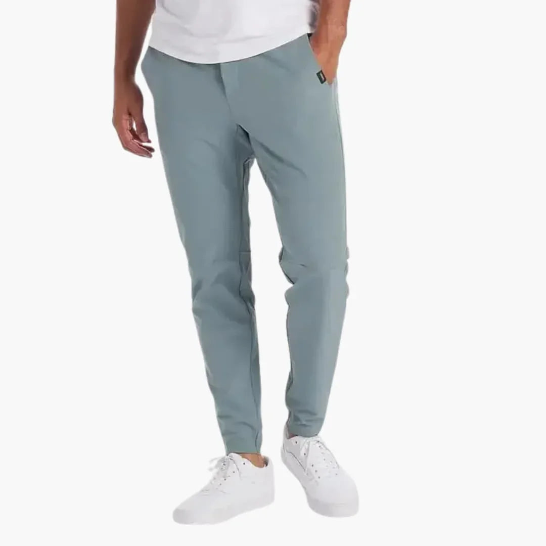 Men's Pants with Stretch Waistband and Tapered Legs