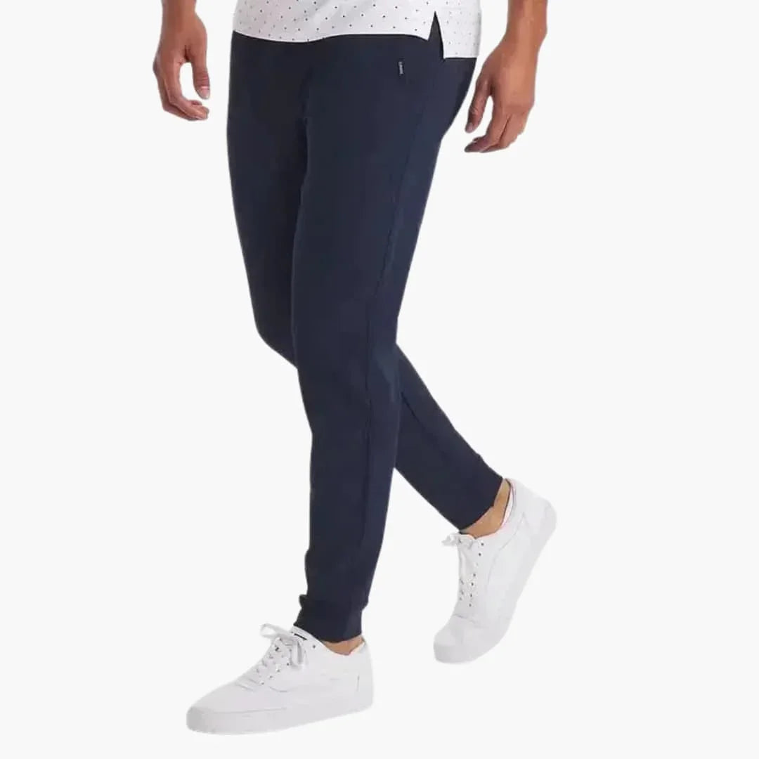 Men's Pants with Stretch Waistband and Tapered Legs