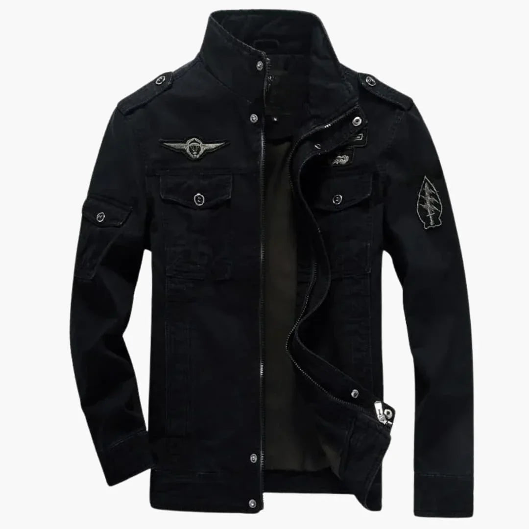 Bavane | Men's Military Style Jacket with Stand-Up Collar and Flap Pockets