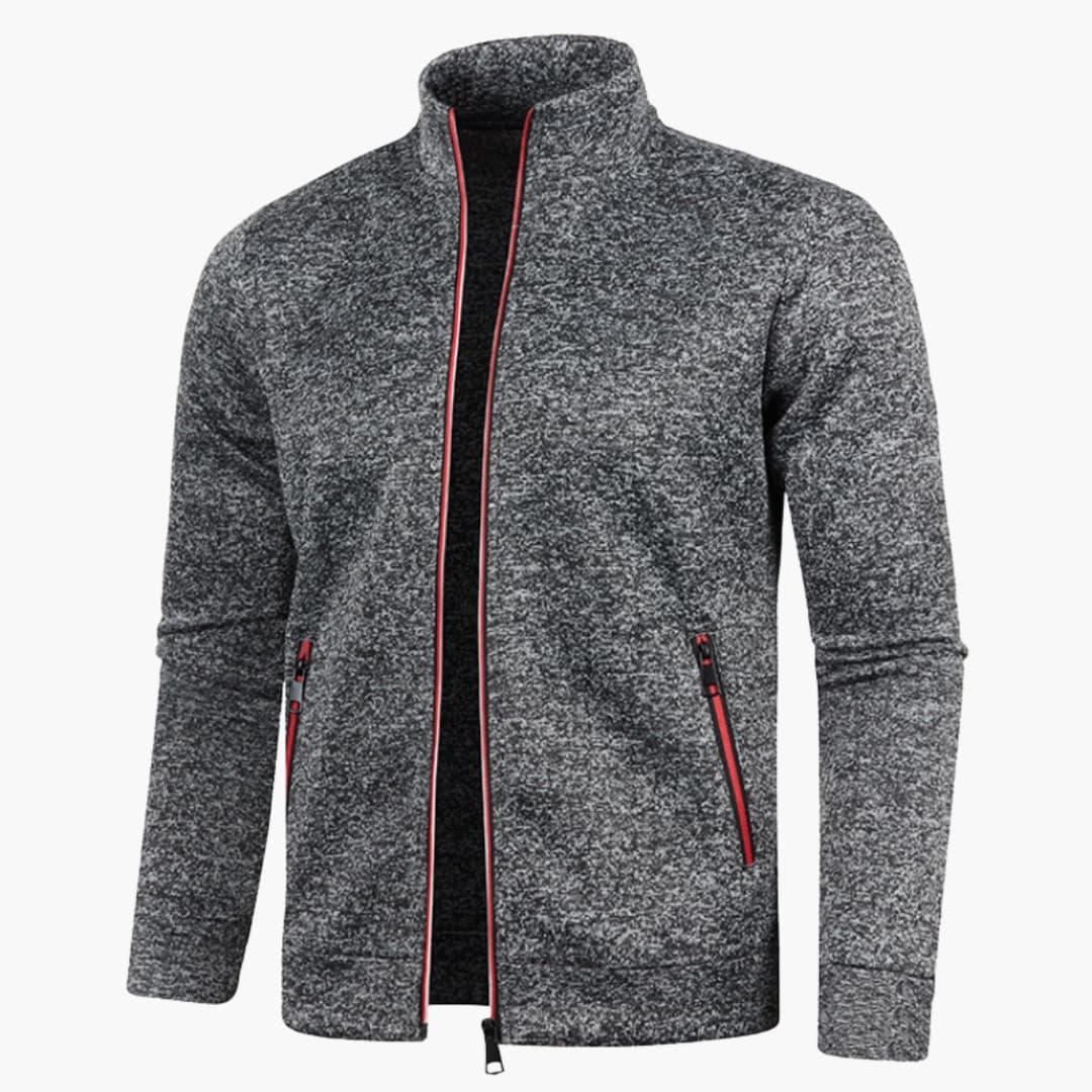 Men's Jacket with Stand-Up Collar and Zipper Pockets