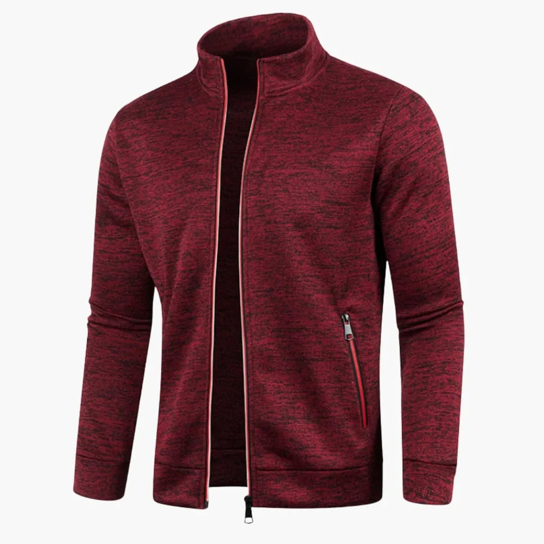 Men's Jacket with Stand-Up Collar and Zipper Pockets