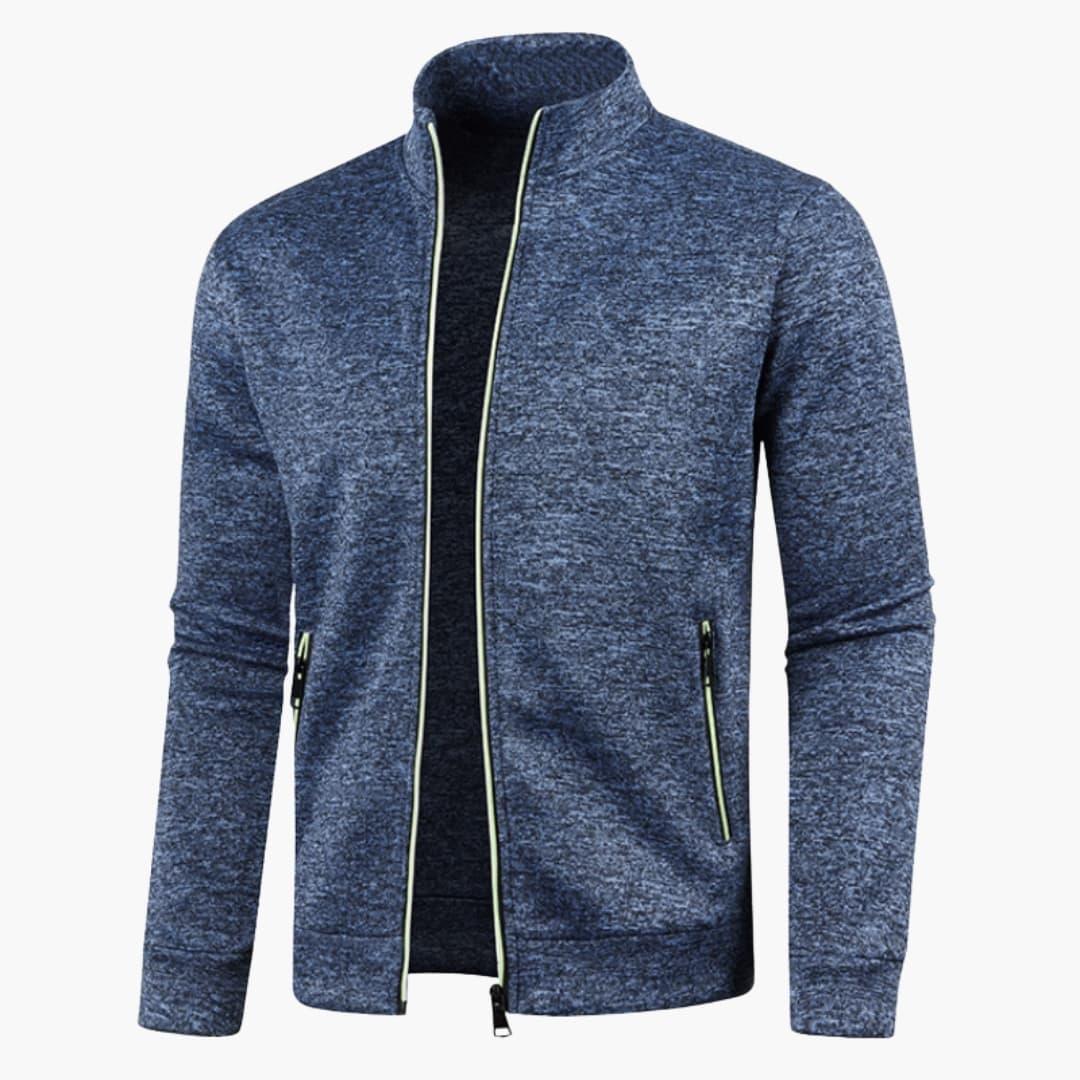 Men's Jacket with Stand-Up Collar and Zipper Pockets
