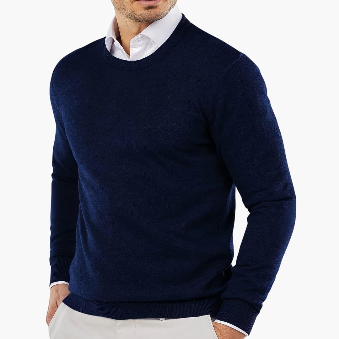Men's Sweater with V-Neck and Long Sleeves