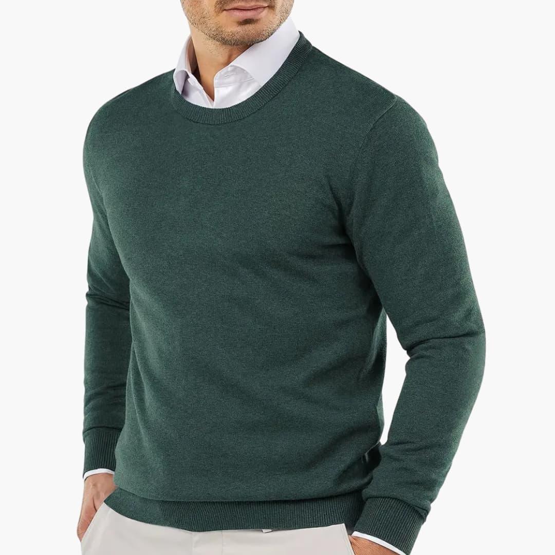 Men's Sweater with V-Neck and Long Sleeves