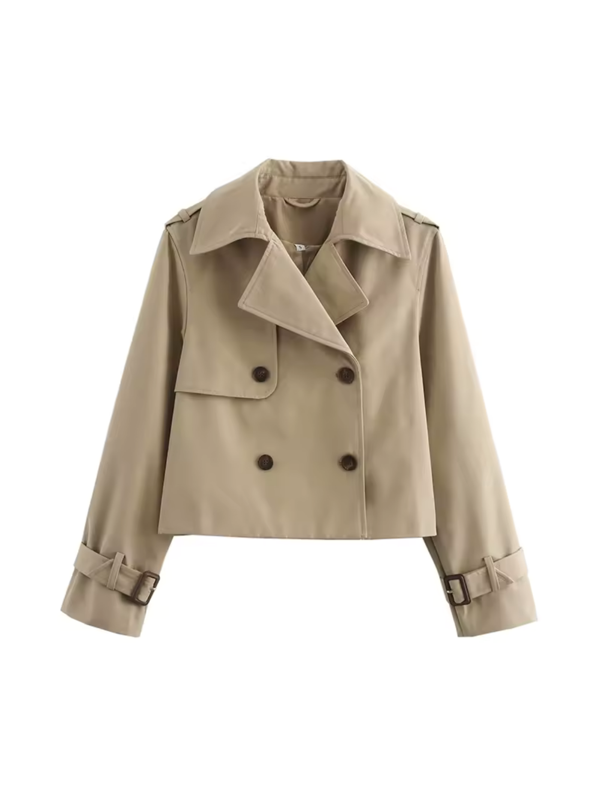 Women's Trench Coat with Notched Collar and Belted Cuffs