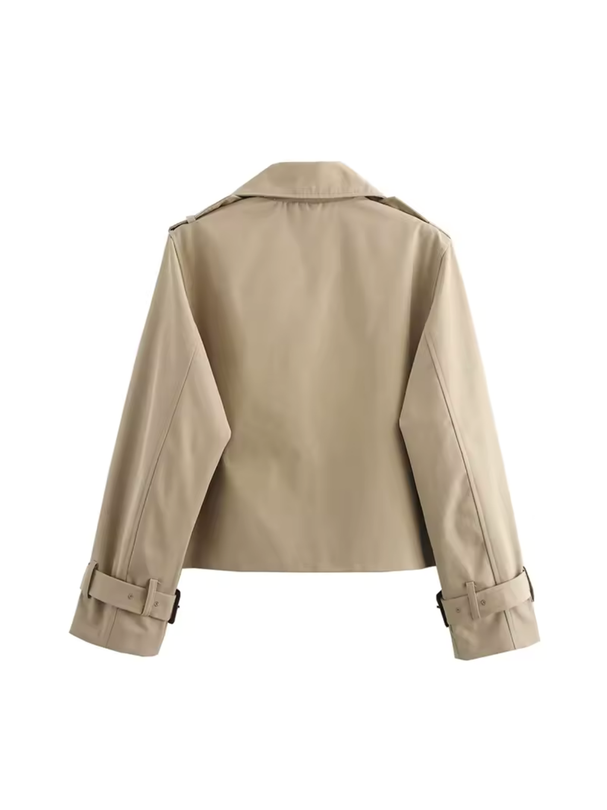 Women's Trench Coat with Notched Collar and Belted Cuffs