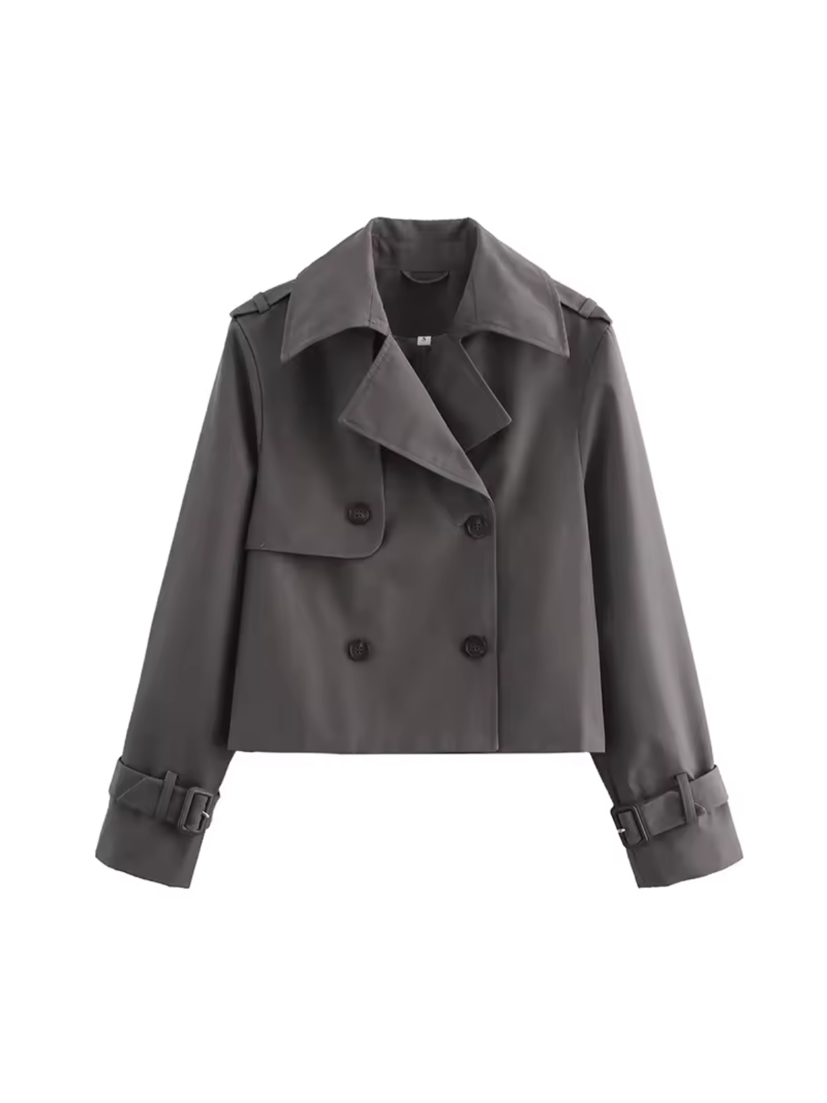 Women's Trench Coat with Notched Collar and Belted Cuffs