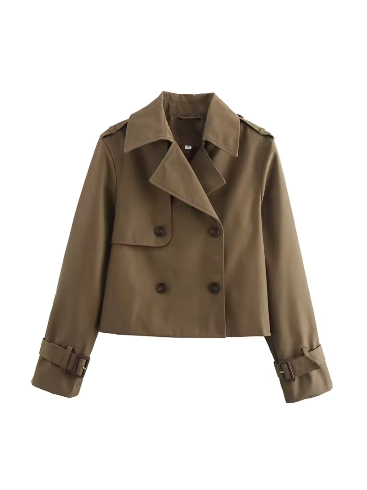 Women's Trench Coat with Notched Collar and Belted Cuffs