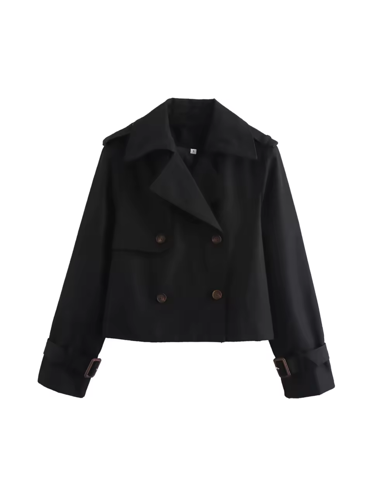 Women's Trench Coat with Notched Collar and Belted Cuffs